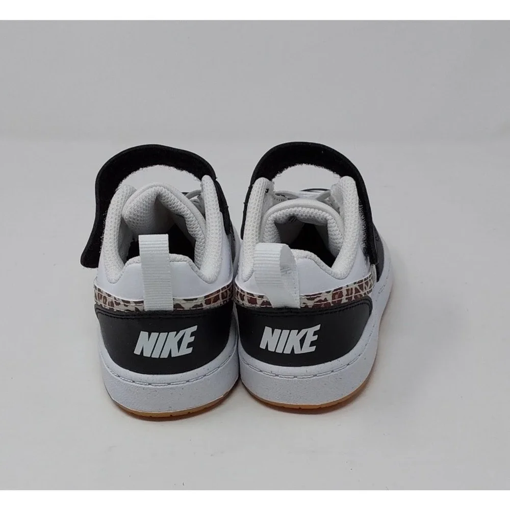 Nike Court Borough Low CH TD Kids 9C Leopard Swoosh Black White Gum IR0565-001